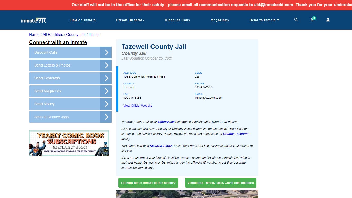 Tazewell County Jail - Inmate Locator - Pekin, IL